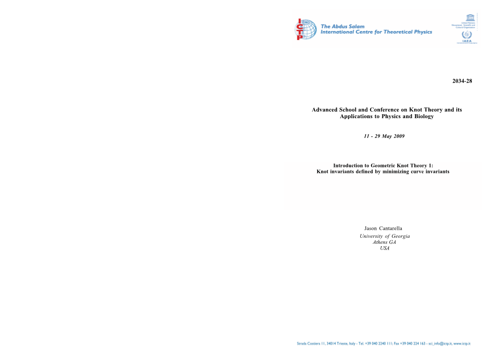 Introduction to Geometric Knot Theory 1: Knot Invariants Defined by Minimizing Curve Invariants