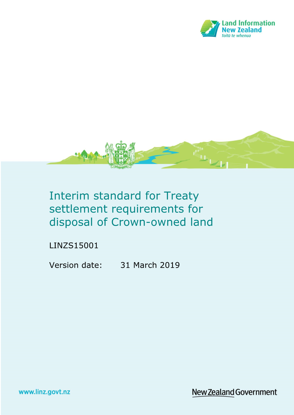 Interim Standard for Treaty Settlement Requirements for Disposal of Crown-Owned Land