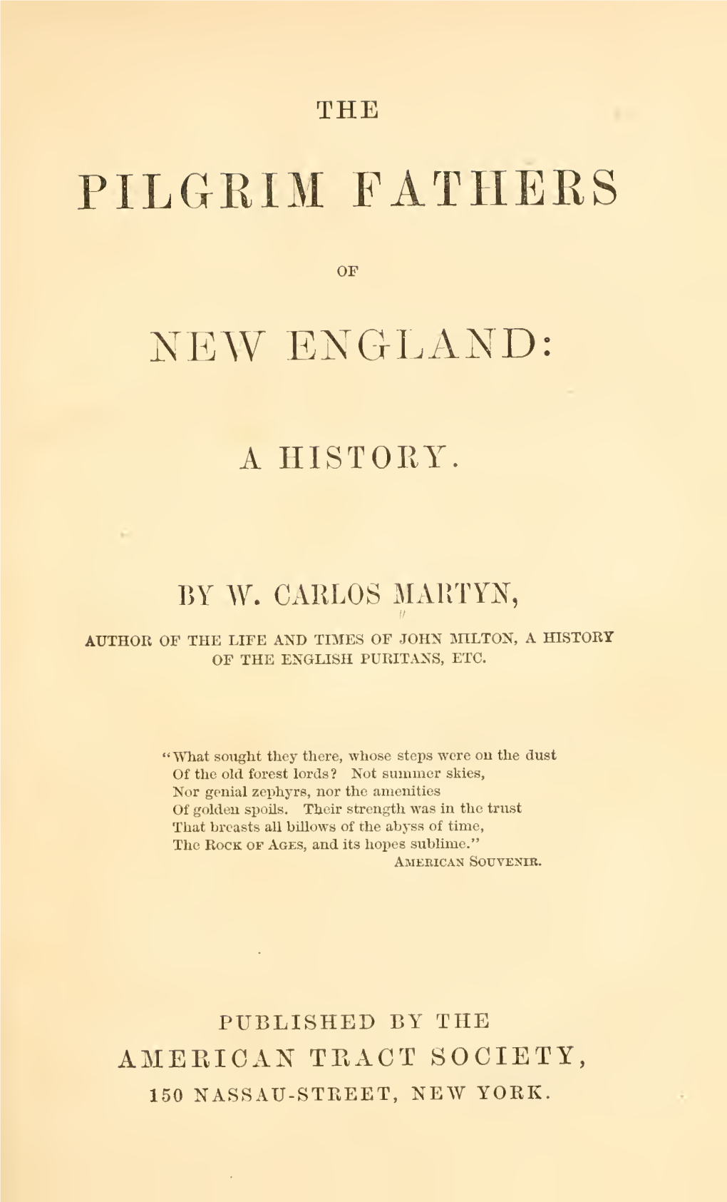 The Pilgrim Fathers of New England