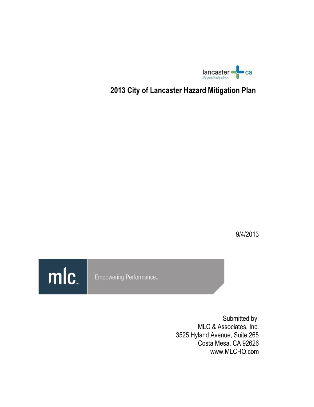 2013 Hazard Mitigation Plan Is Provided in the Following Tables for Specific Projects