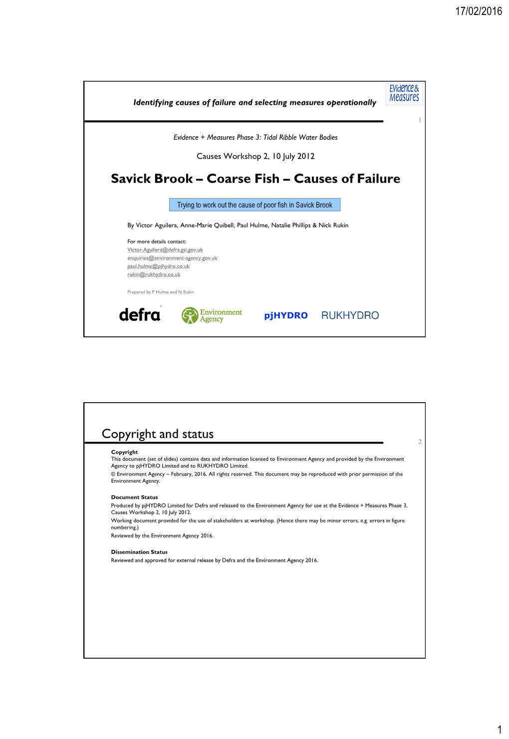 Evidence + Measures Tidal Ribble Water Bodies