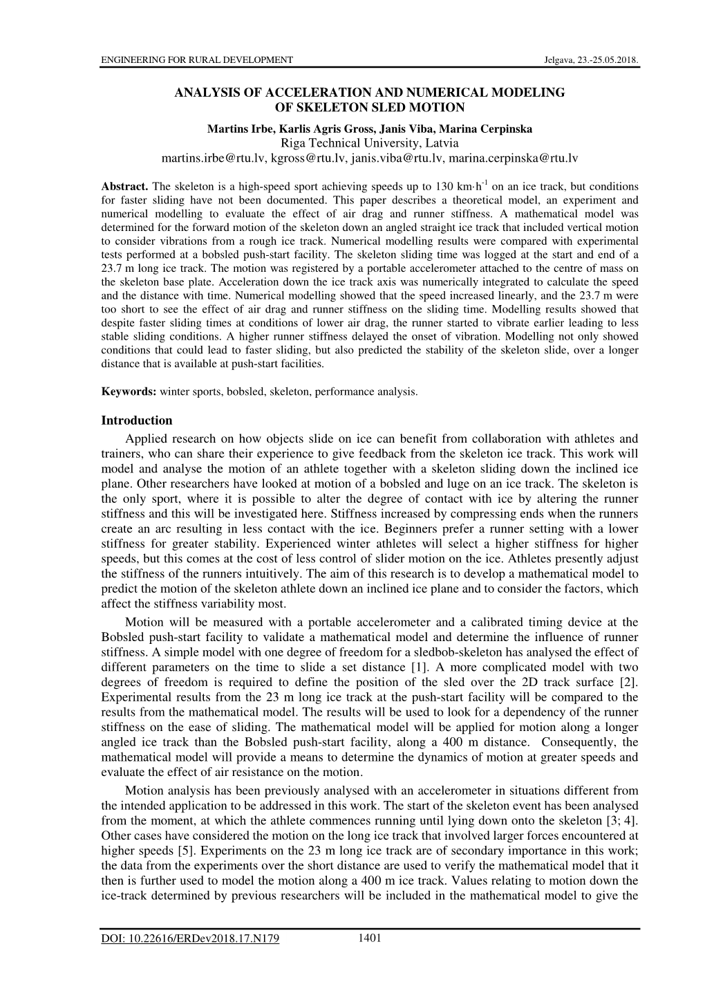 Analysis of Acceleration and Numerical Modeling Of