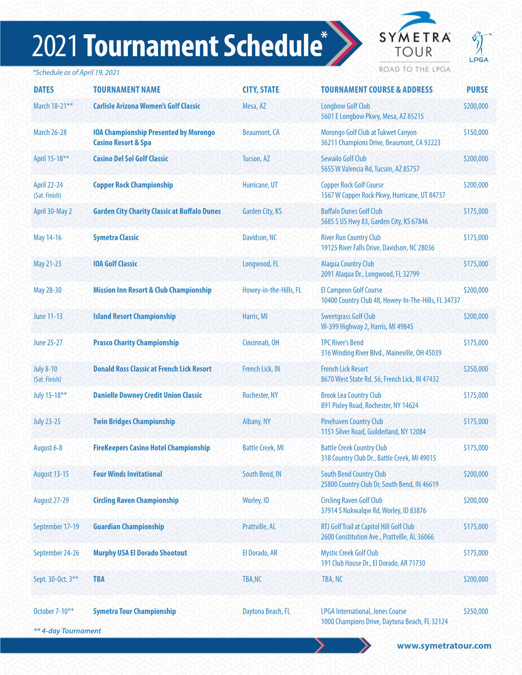 2021 Schedule