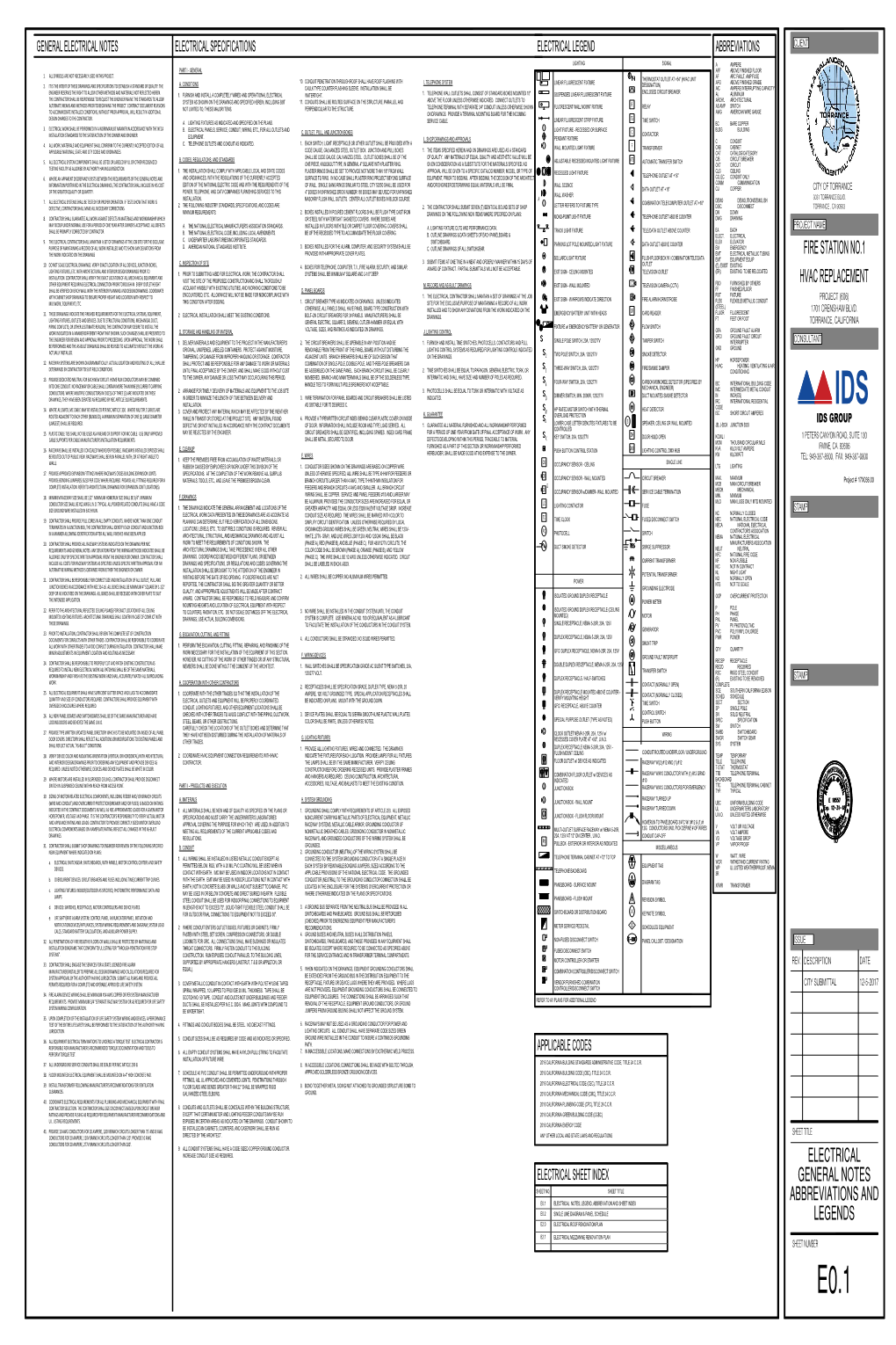 Electrical General Notes Abbreviations and Legends