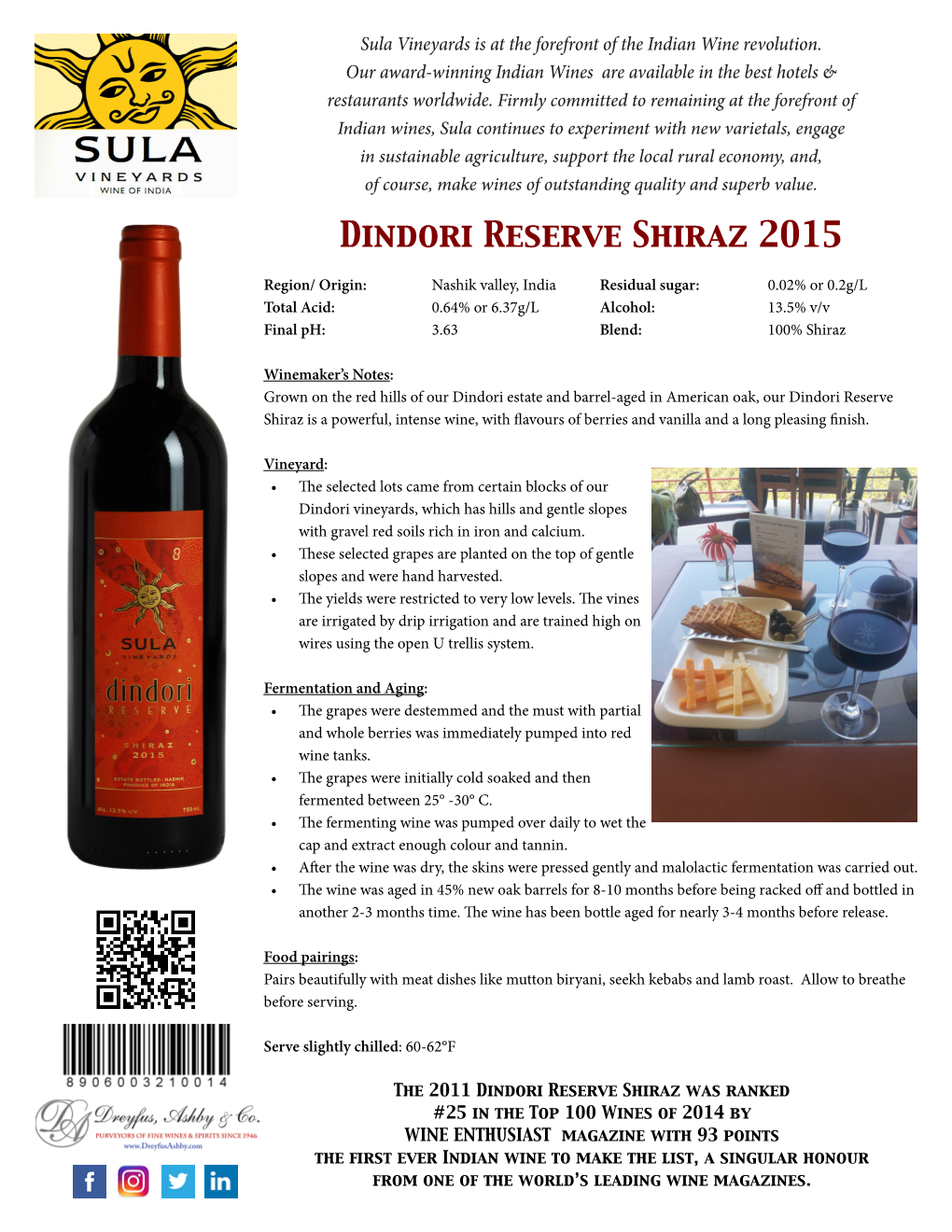 Dindori Reserve Shiraz 2015