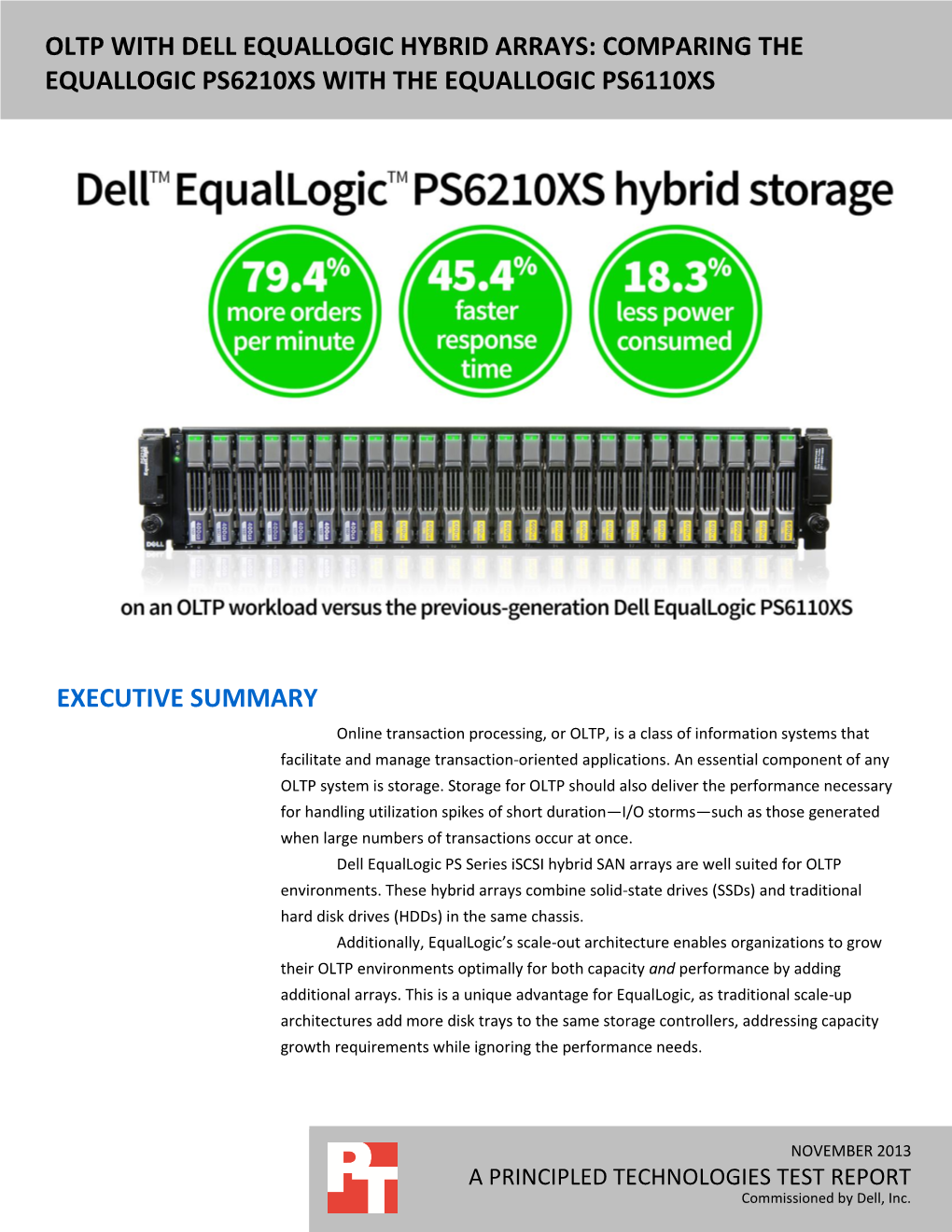 OLTP with Dell Hybrid Arrays: Comparing the Equallogic