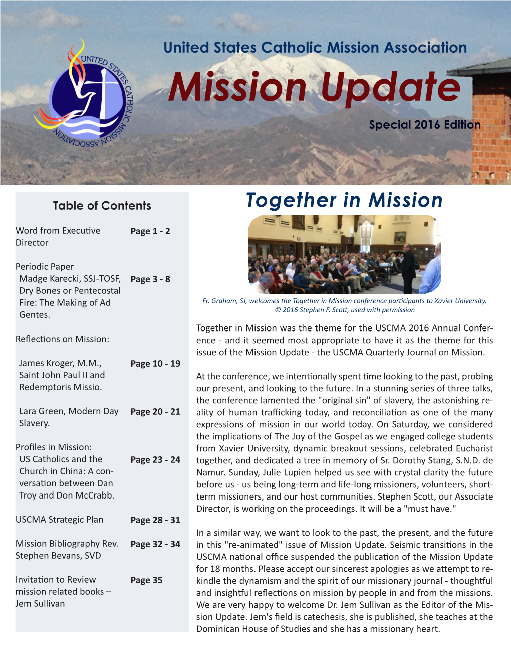 2016 Mission Update