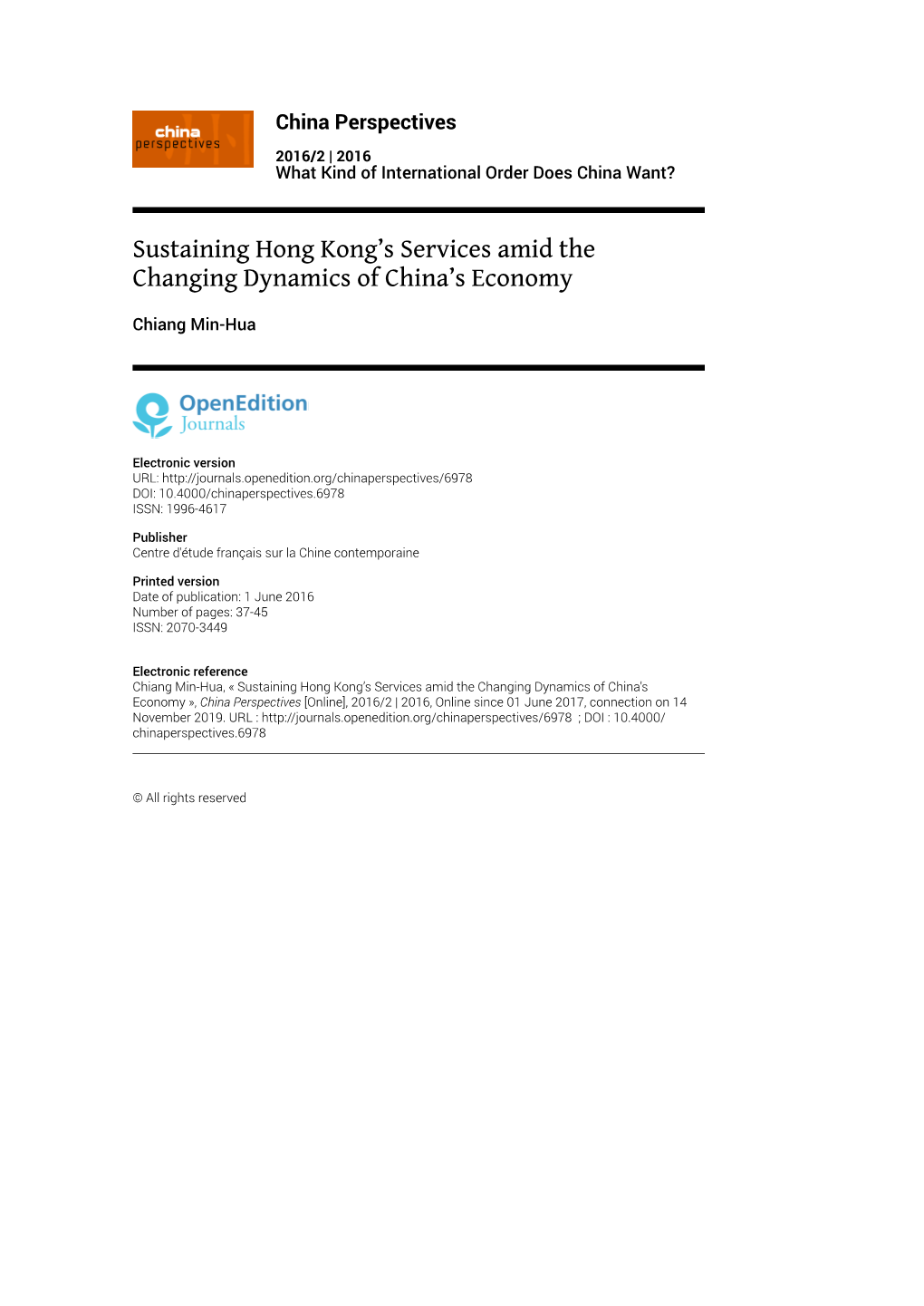 Sustaining Hong Kong's Services Amid the Changing Dynamics Of