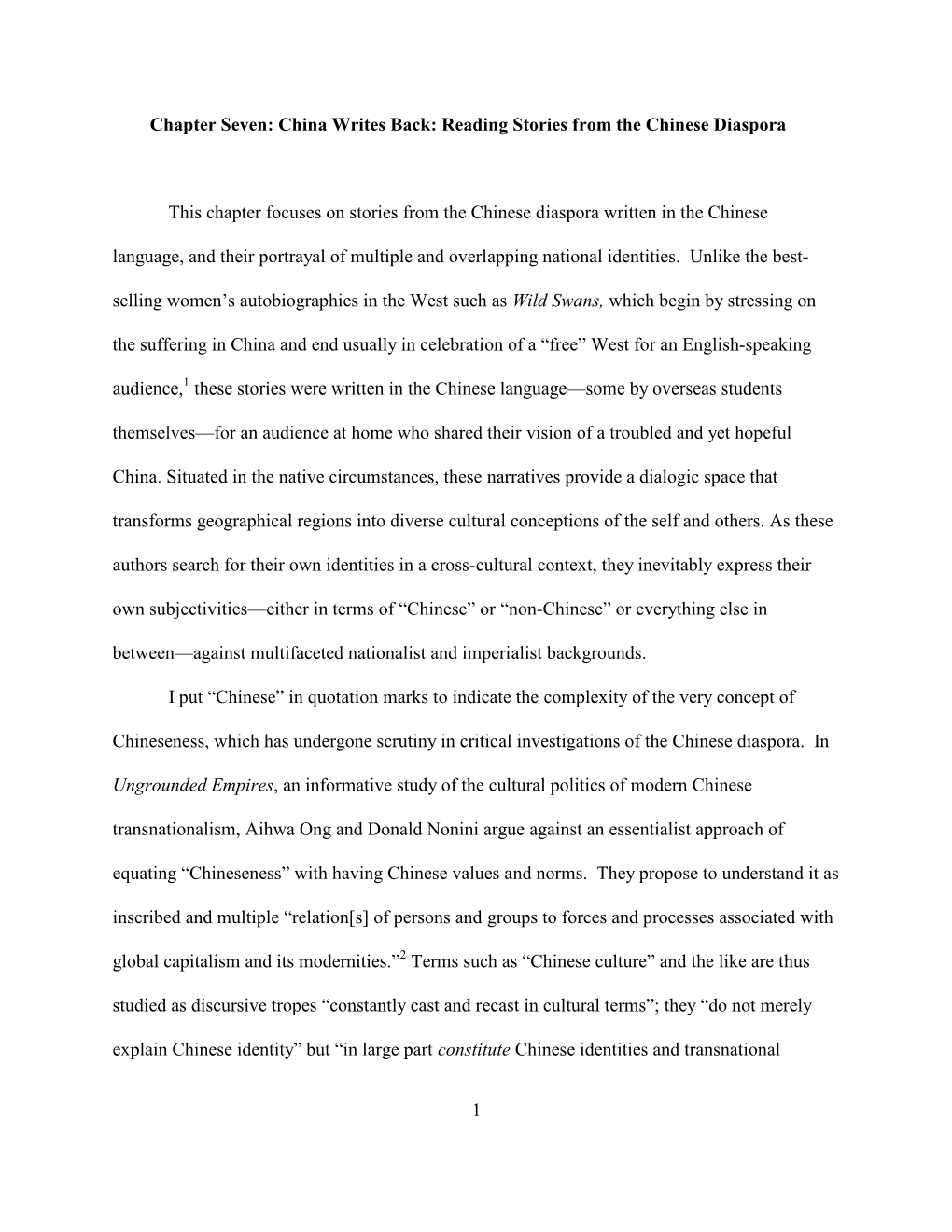 China Writes Back: Reading Stories from the Chinese Diaspora