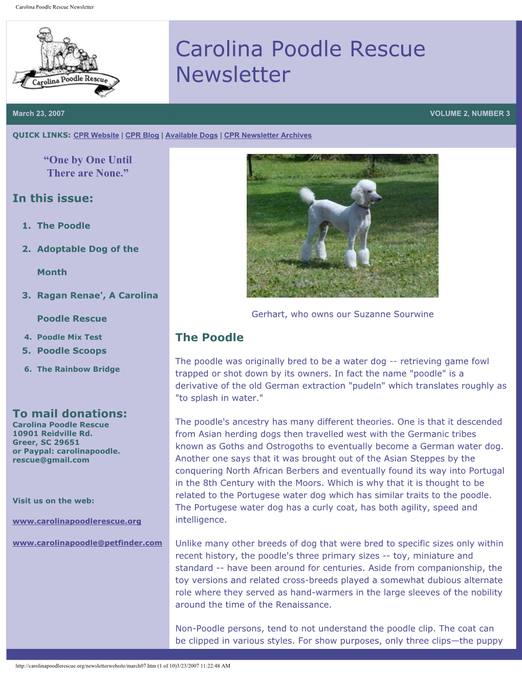 Carolina Poodle Rescue Newsletter