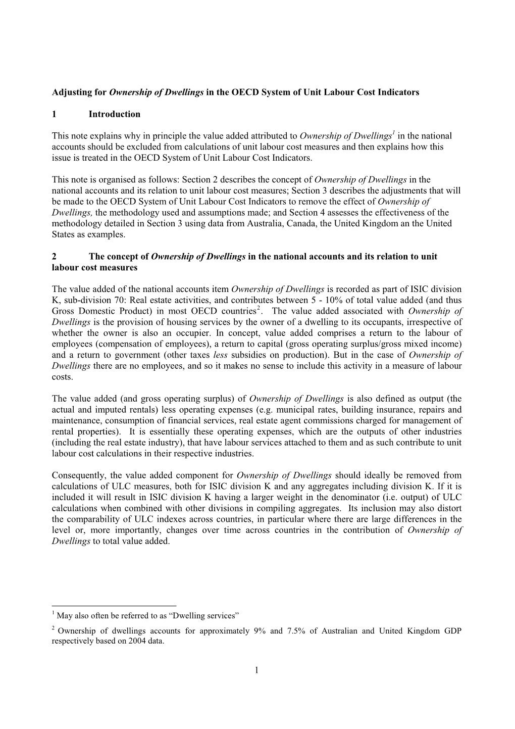 1 Adjusting for Ownership of Dwellings in the OECD System Of