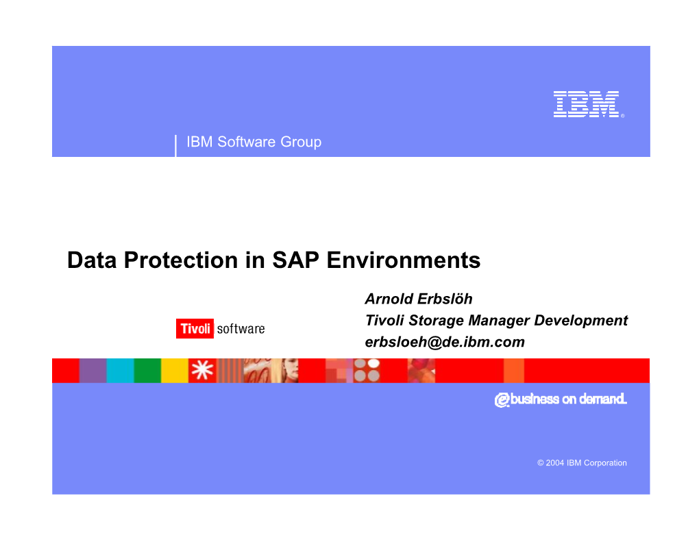 Data Protection in SAP Environments