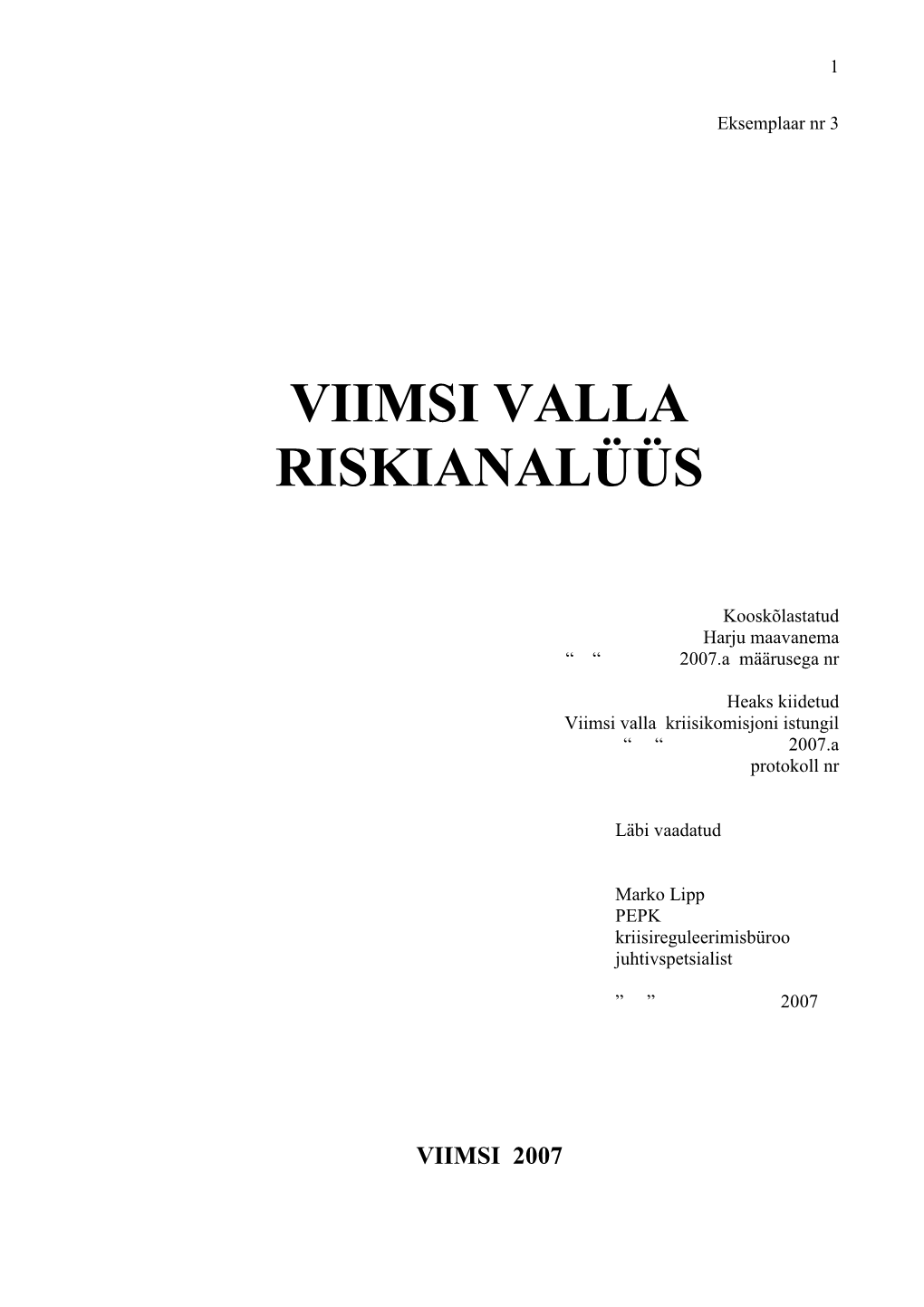 Viimsi Valla Riskianalüüs