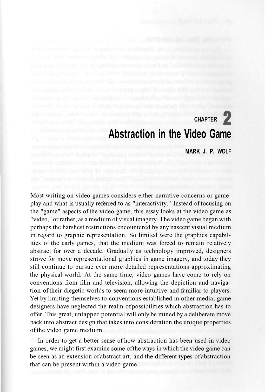 Abstraction in the Video Game