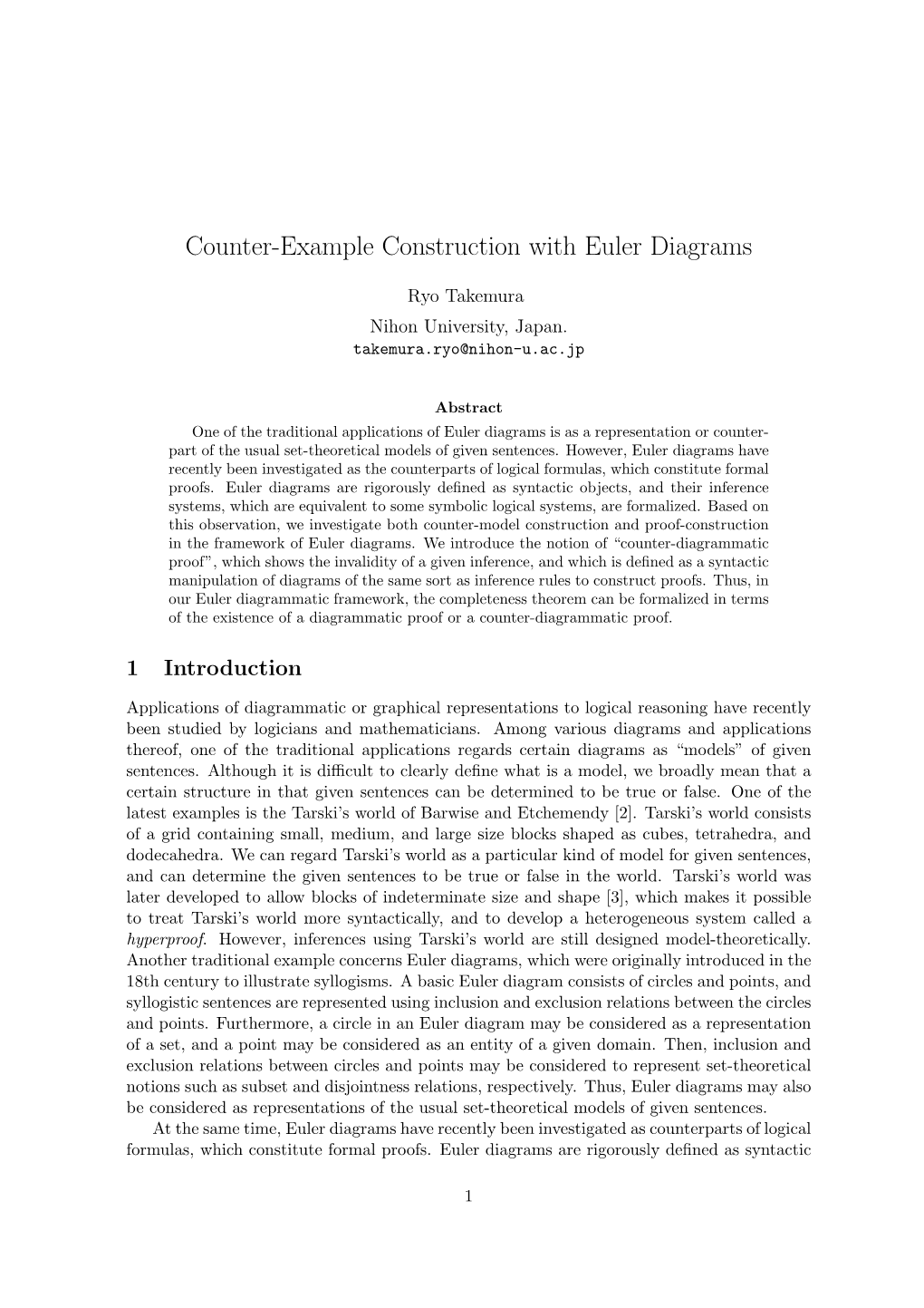 Counter-Example Construction with Euler Diagrams