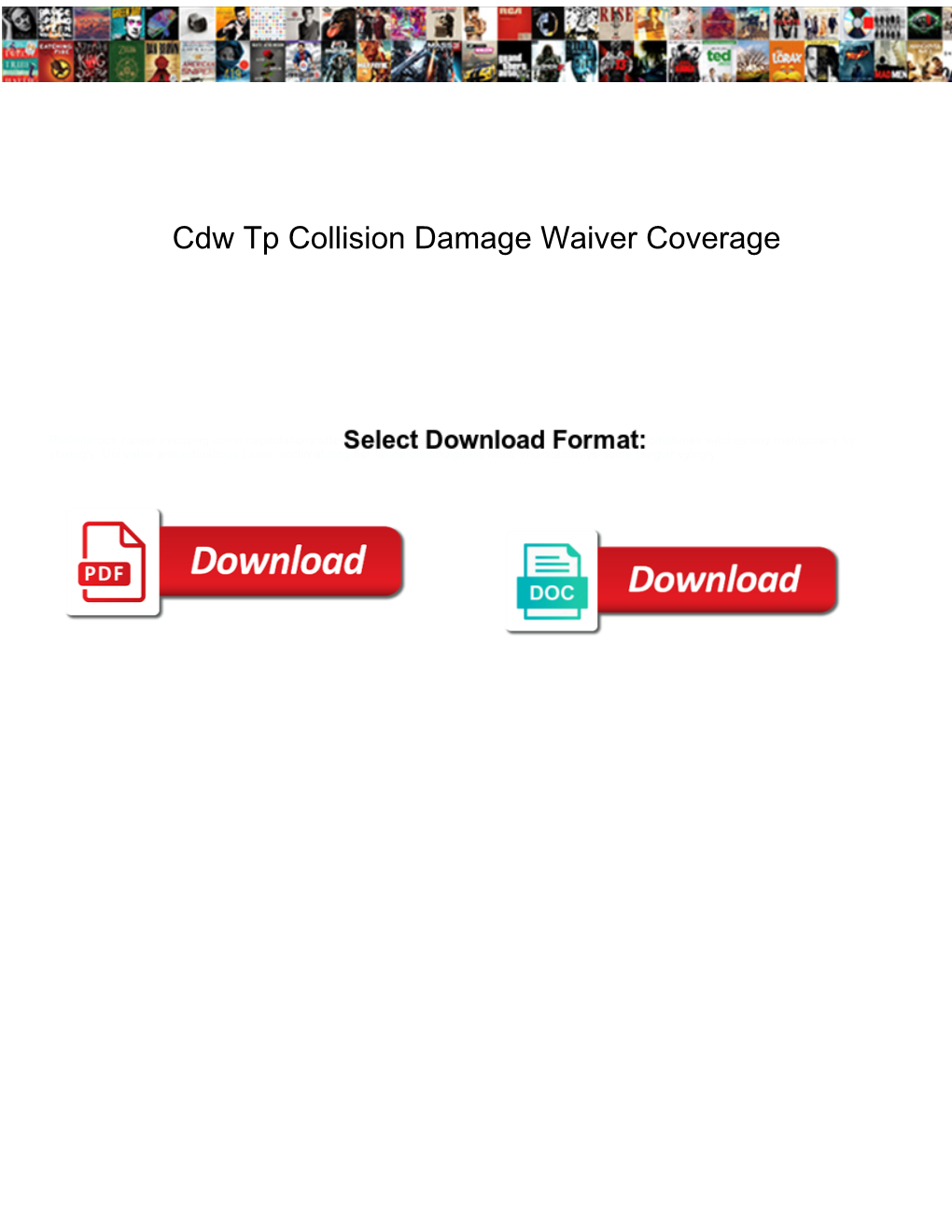 Cdw Tp Collision Damage Waiver Coverage