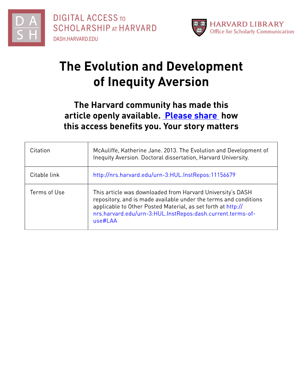The Evolution and Development of Inequity Aversion
