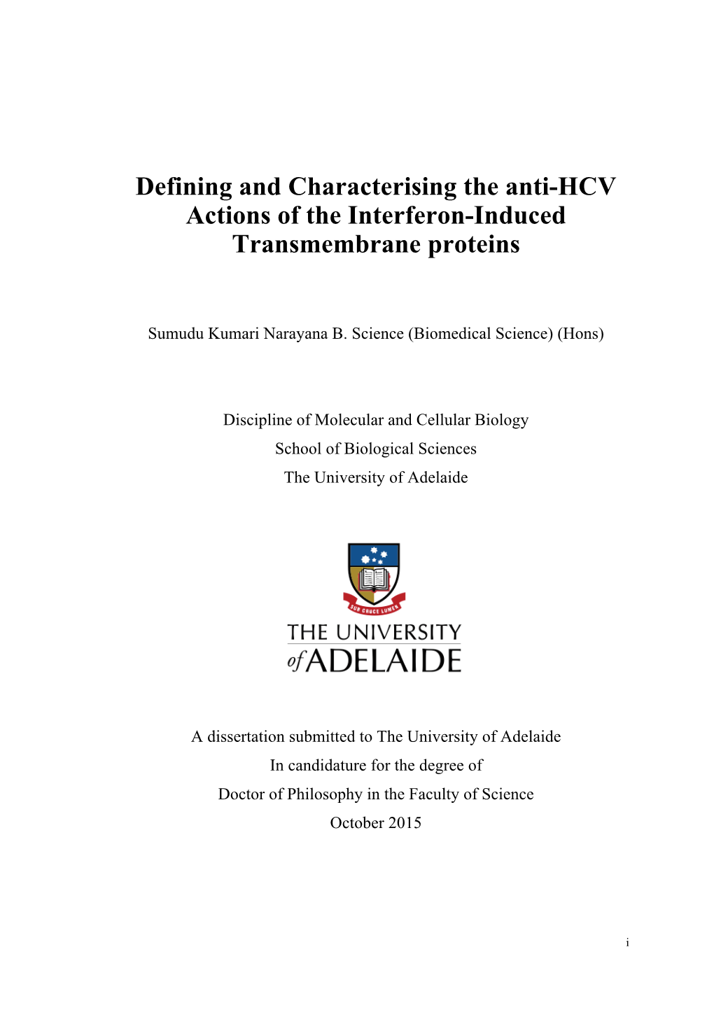 Defining and Characterising the Anti-HCV Actions of the Interferon-Induced Transmembrane Proteins