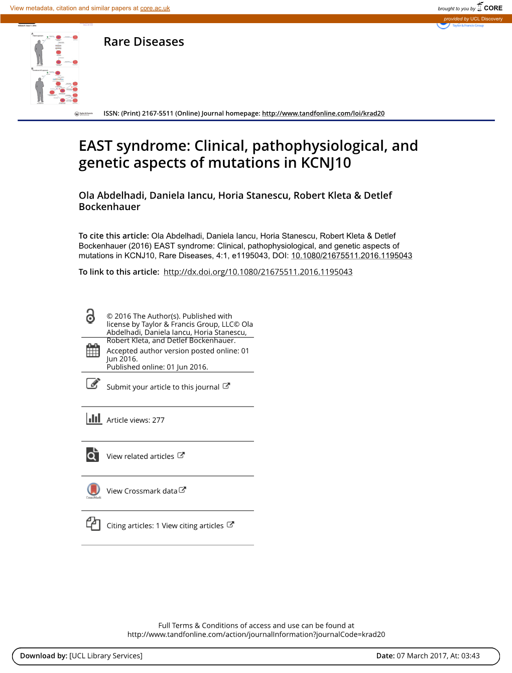 EAST Syndrome: Clinical, Pathophysiological, and Genetic Aspects of Mutations in KCNJ10