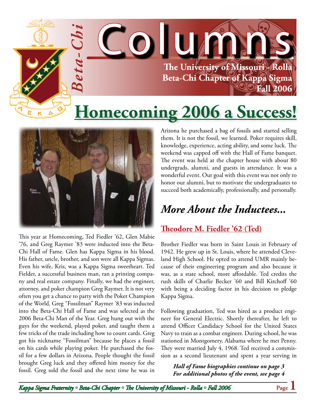 Fall 2006 Page 1 - - - - Report from Beta-Chi Columns