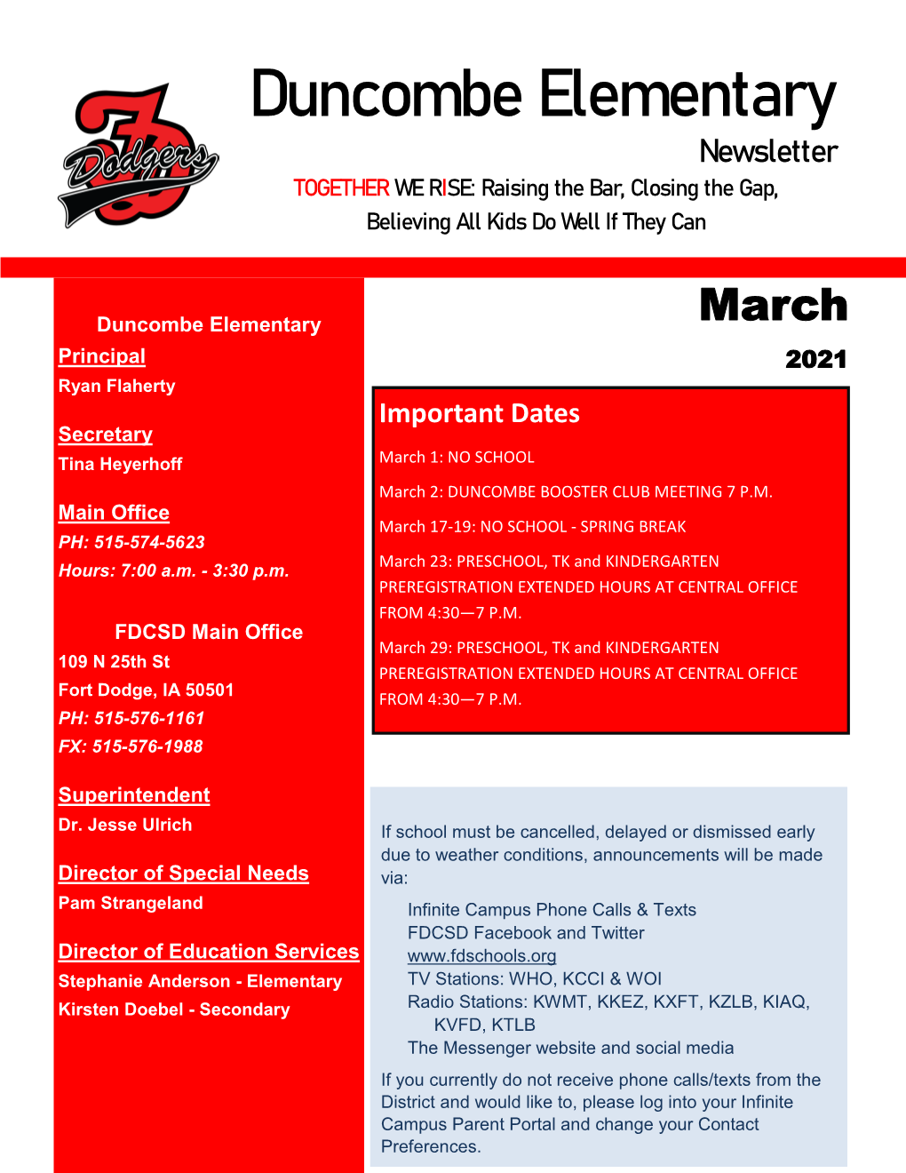 Duncombe March 2021 Newsletter