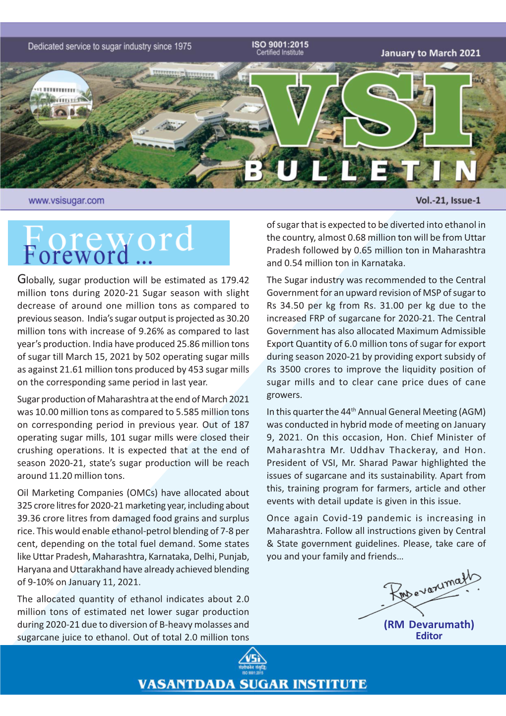 VSI Bulletin 21 Issue-1 January to March 2021