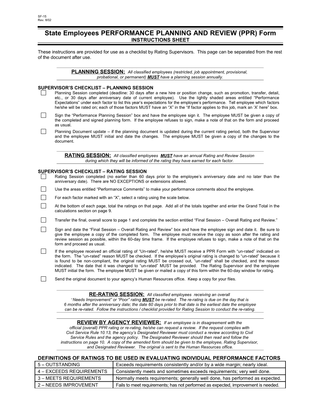 State Employees PERFORMANCE PLANNING and REVIEW (PPR) Form