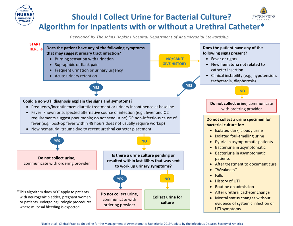 Should I Collect Urine for Bacterial Culture? Algorithm for Inpatients with Or Without a Urethral Catheter*