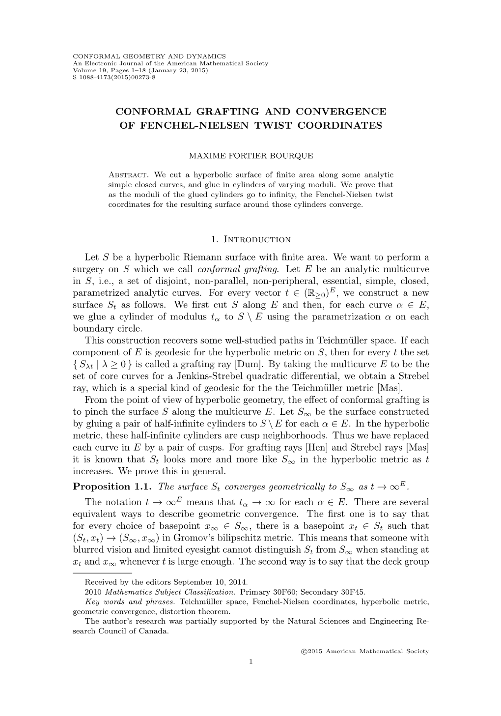 Conformal Grafting and Convergence of Fenchel-Nielsen Twist Coordinates