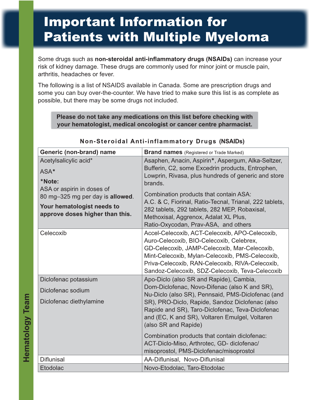 Important Information for Patients with Multiple Myeloma