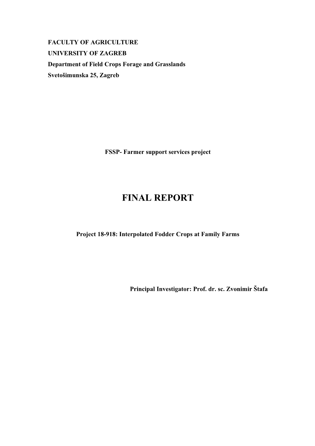 Department of Field Crops Forage and Grasslands