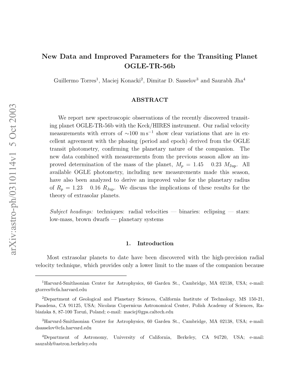 New Data and Improved Parameters for the Transiting Planet OGLE-TR