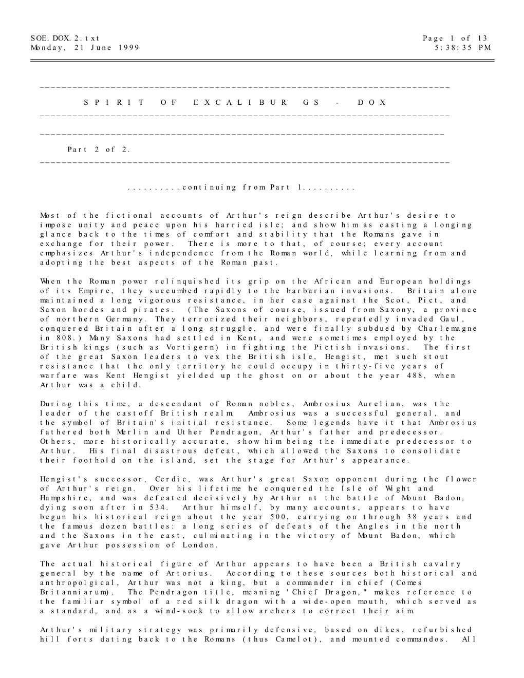 SOE.DOX.2.Txt Page 1 of 13 Monday, 21 June 1999 5:38:35 PM