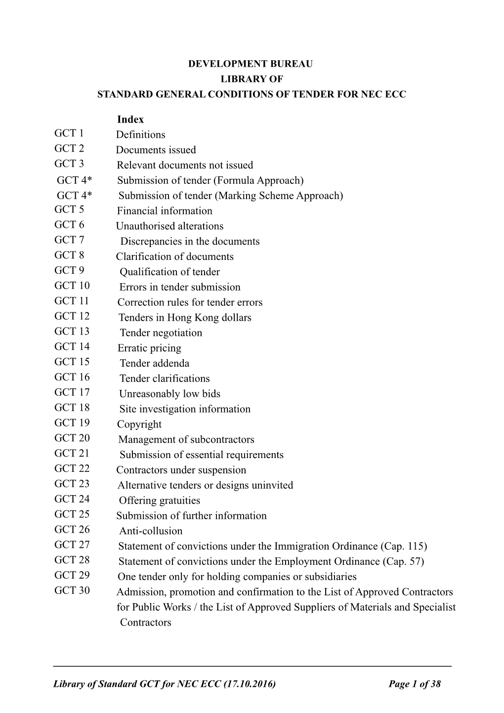 General Conditions of Tender