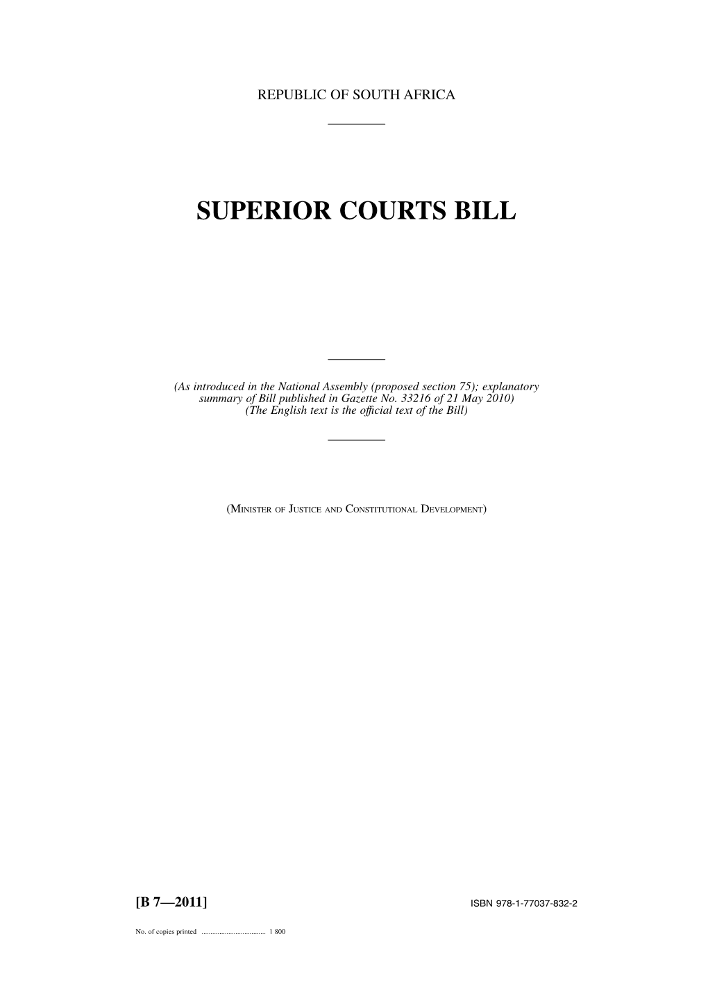 Superior Courts Bill 7 of 2011