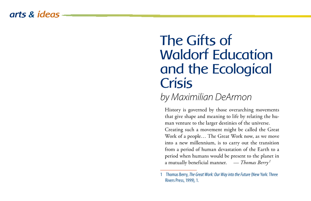 The Gifts of Waldorf Education and the Ecological Crisis