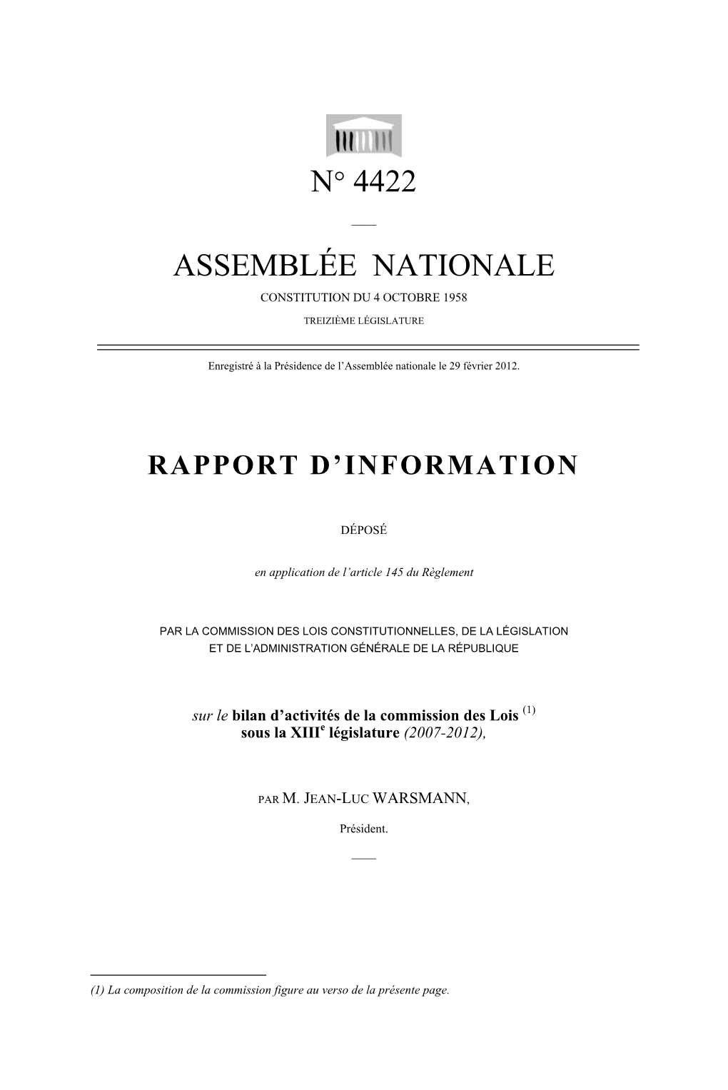 N° 4422 Assemblée Nationale