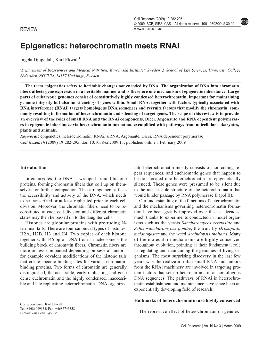 Epigenetics: Heterochromatin Meets Rnai