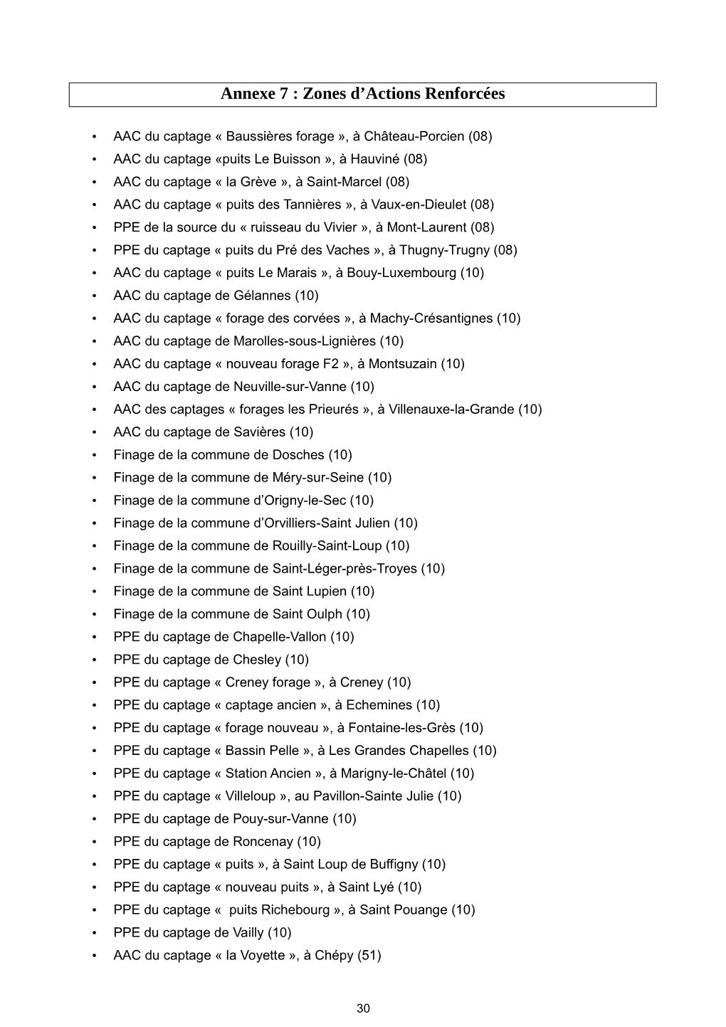 Annexe 7 : Zones D’Actions Renforcées