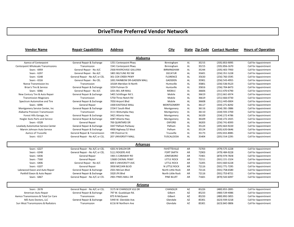 Drivetime Preferred Vendor Network