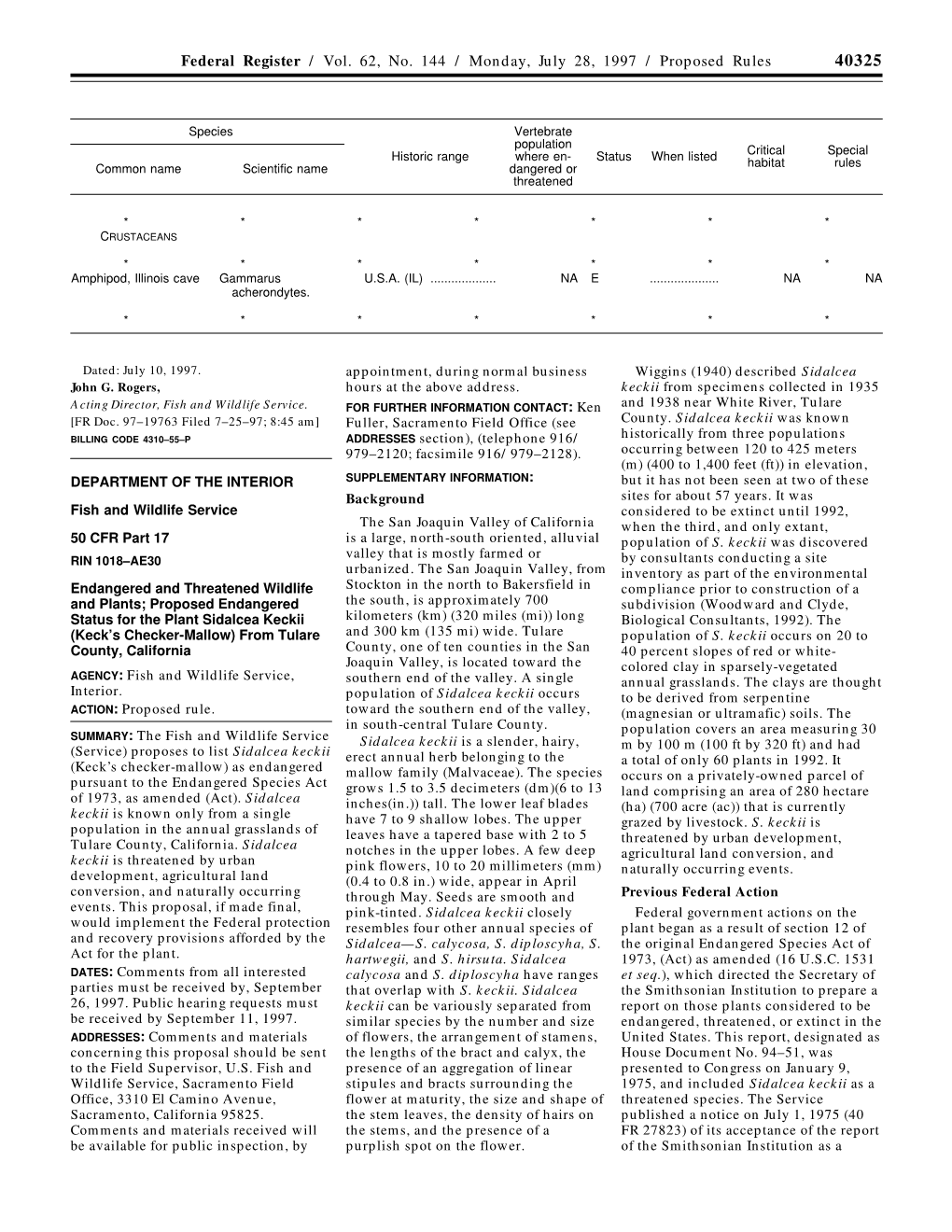 Federal Register / Vol. 62, No. 144 / Monday, July 28, 1997 / Proposed Rules 40325