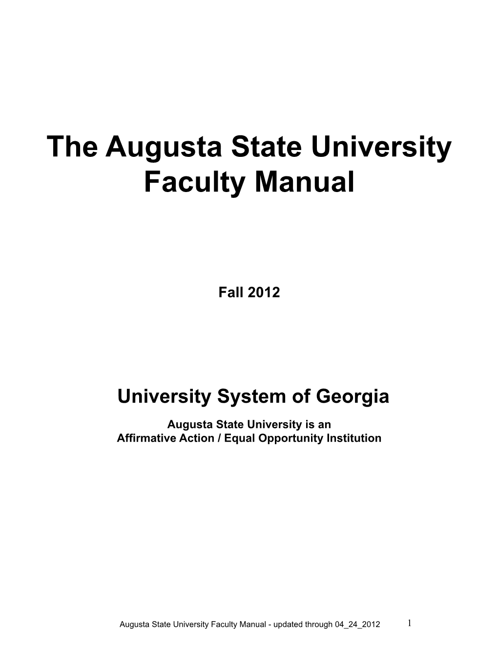 The Augusta State University Faculty Manual