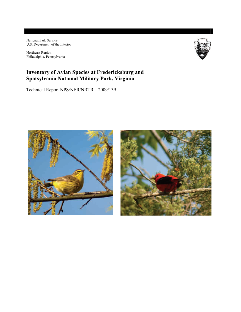 Inventory of Avian Species at Fredericksburg and Spotsylvania National Military Park, Virginia