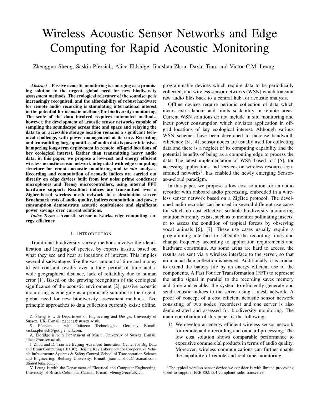 Wireless Acoustic Sensor Networks and Edge Computing for Rapid Acoustic Monitoring