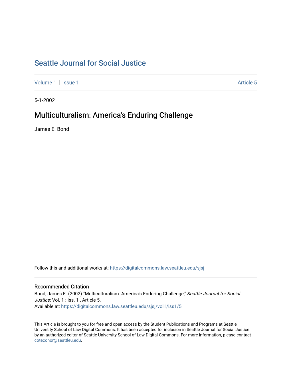 Multiculturalism: America's Enduring Challenge