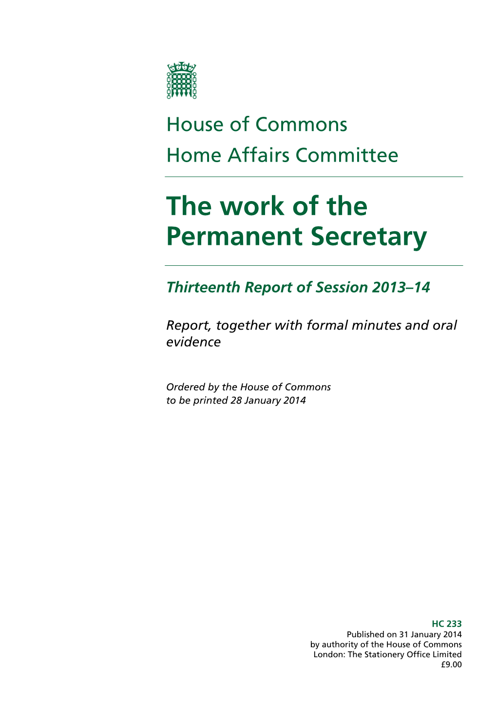 The Work of the Permanent Secretary