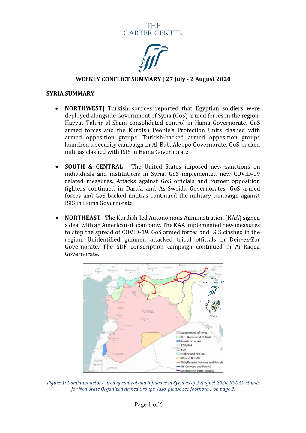 WEEKLY CONFLICT SUMMARY | 27 July - 2 August 2020