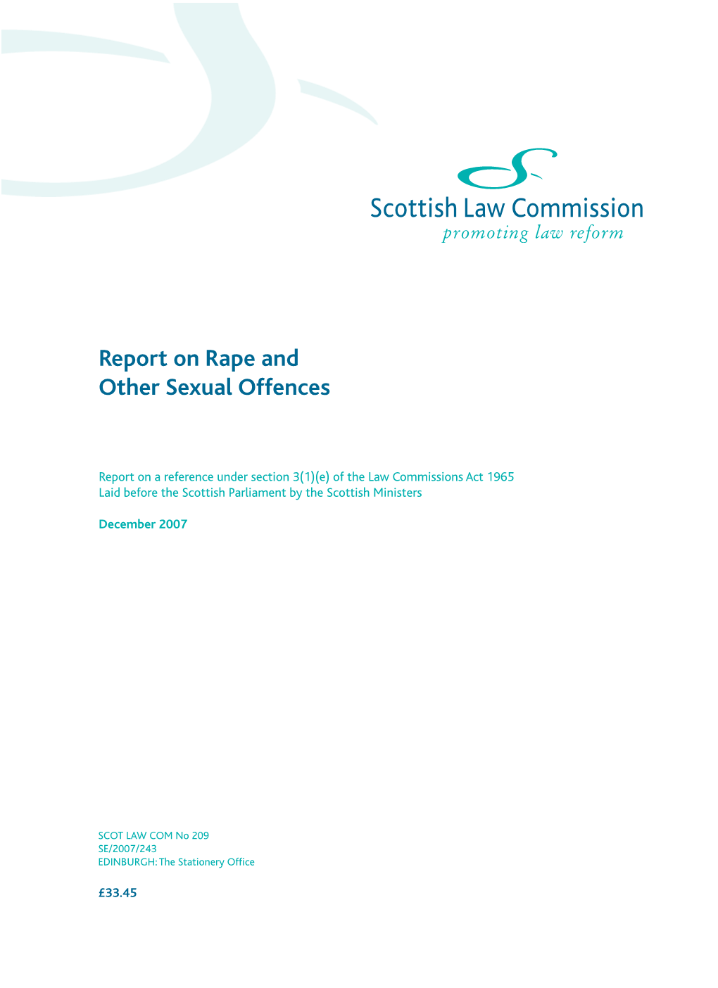 Report on Rape and Other Sexual Offences (SLC 209)