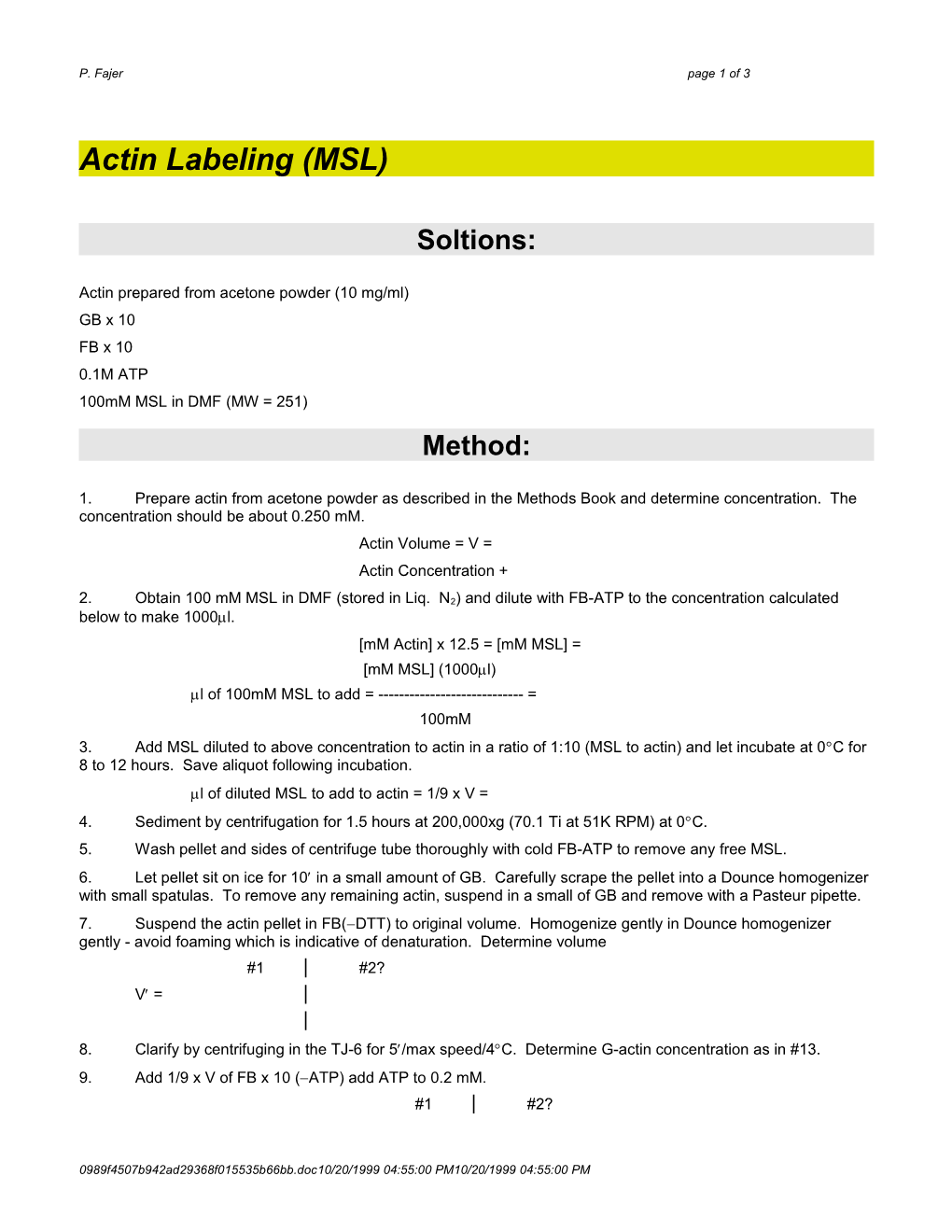 Actin Labeling (MSL)