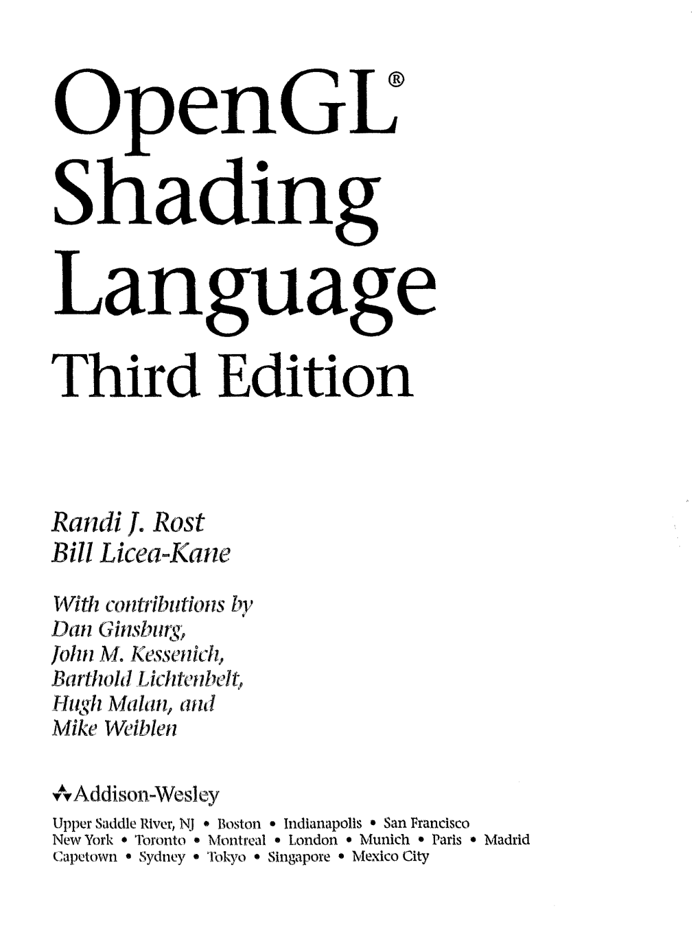 Opengl® Shading Language Third Edition